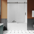 3/8" (10mm) Sliding Glass Shower Door for Bathtub, 56-60" W x 66" H Frameless Bathroom Door with Easy-Cleaning Coating,Space Gray
