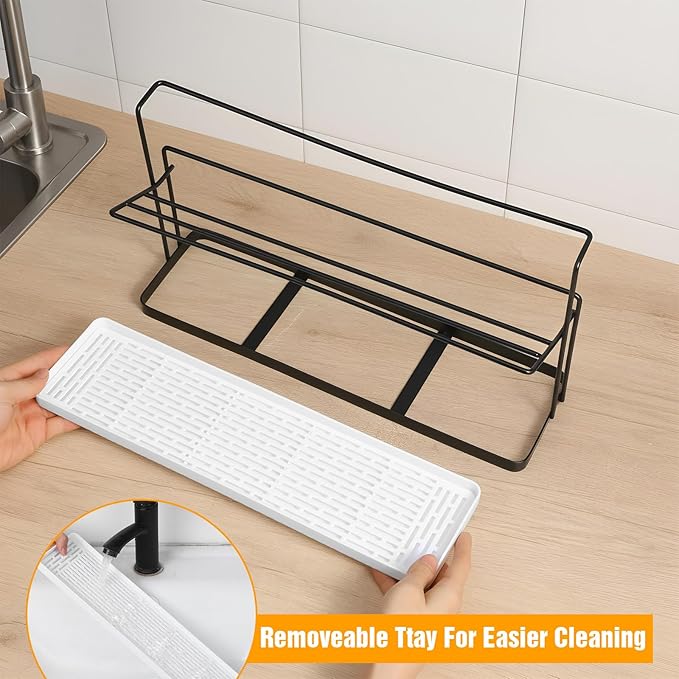 2-Tier Bottle Drying Rack Cup Cradle Storage with Drain Removable Tray Mug Organizer, Over Sink Instant Dry Small Dish Dryer for Kitchen Countertop Water Bottles and Tumblers,Coffee Mugs, Glasses,