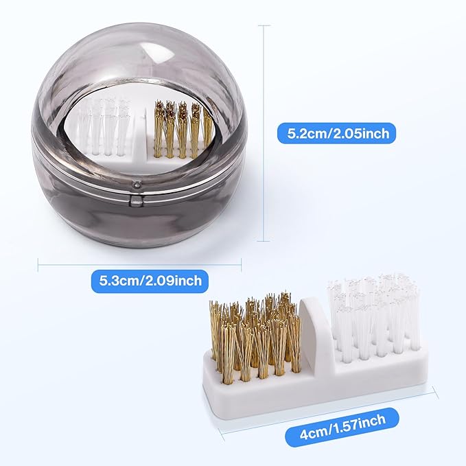MelodySusie Nail Drill Bits Cleaner Brush Case Accessories with Clear Cover for Cleaning Tungsten Carbide Ceramic Nail Drill Bits Cuticle, Steel Wire & Nylon Double Brush - Black