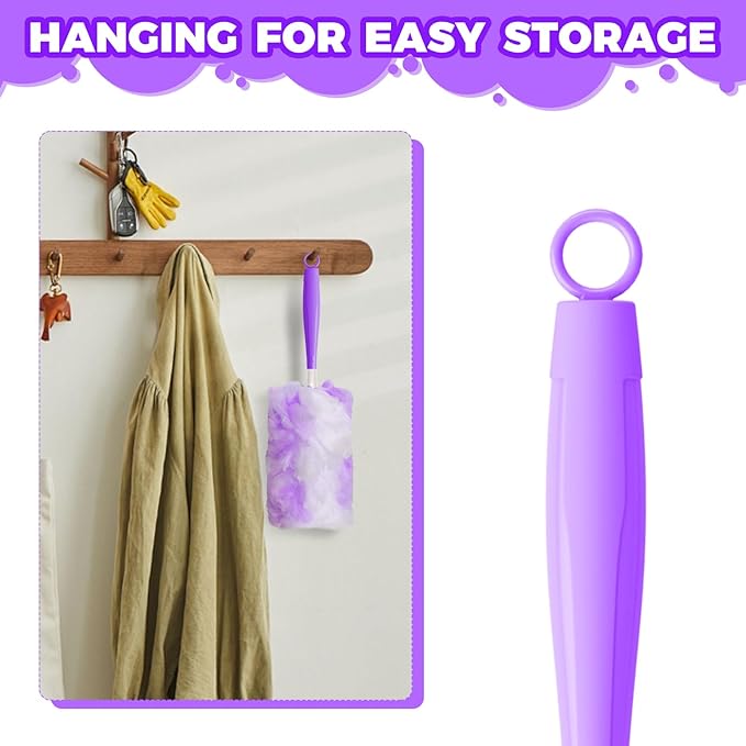5PCS Duster Refills Folding Handles Set Compatible with Swiffer Dusters,Disposable Static Dust Removal Brush Handle for Dusting Electronics,Furniture,Blinds,Ceiling Fans (5, Purple)