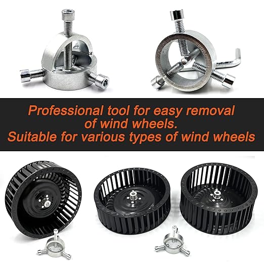 Fan Blade Blower Wheel Puller Kit,1Pcs Blower Fan Puller+3Pcs Small Wire Brushes+2Pcs Stainless Steel Scraper,Range Hood Cleaning Wind Wheel Removal Tool Pull Appliance Disassemble Hand Tools