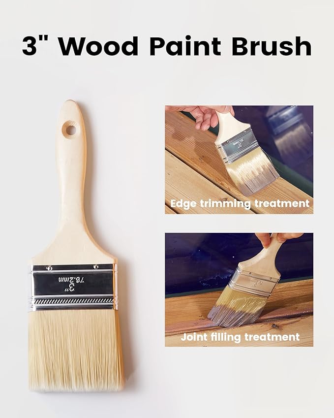 Voomey Deck Stain Brush Applicator, Heavy-Duty Outdoor Deck Stain and Sealer, Wood Stain Brush Set 4PCS, Large Paint Brush for Wood Decks Walls and Fences