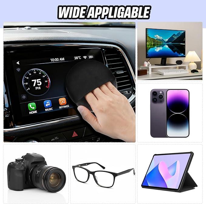 4 Pcs Car Screen Cleaner Car Touch Microfiber Screen Cleaner Cloth Cleaning Wipes Interior Pad for Vehicle Dashboard LCD Accessories 4.13×4.13 Inches (Round)