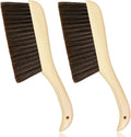2 Pieces Woooden Hand Broom Dust Brush with Wood Handle Whisk Broom Soft Bristle Brush Home Cleaning Brush for Counter Bed Sofa Car Fireplace Clothes Household Cleaning(Brown)
