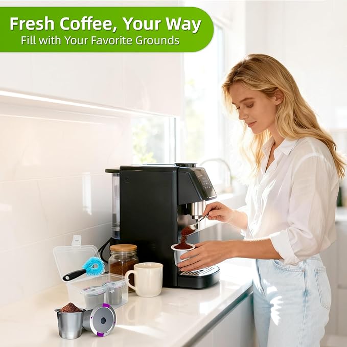 2 Pack Reusable K Cups for Keurig, Stainless Steel Coffee Pod, K Cup Reusable Coffee Pods With Cleaning Brush, Save Pods for Keurig Machine