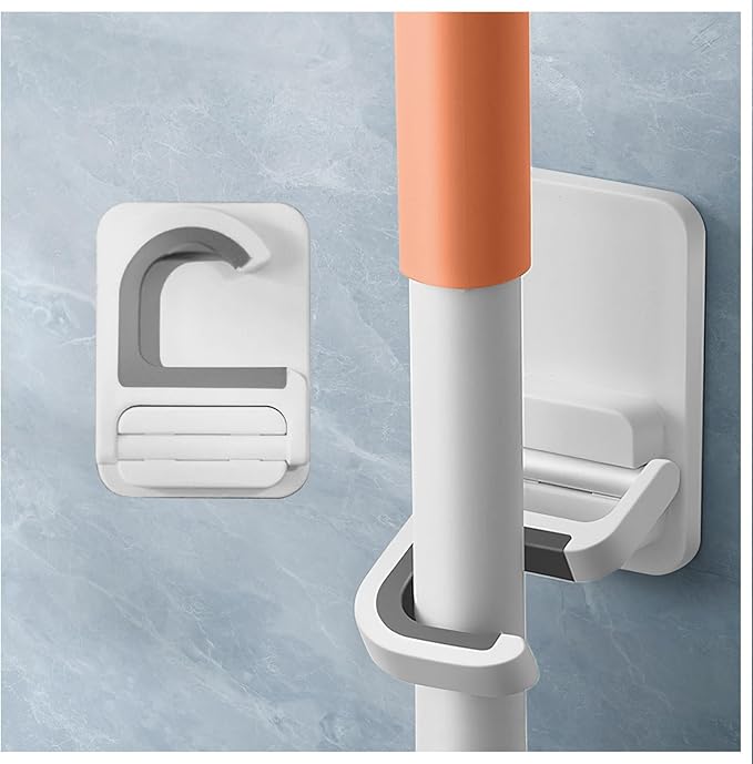 1 Pack Broom and Mop Holder Wall Mount No Drill，Mop and Broom Gripper，Broom Handle Hanger，Household Cleaning Organizer, Holds up to 6 lb