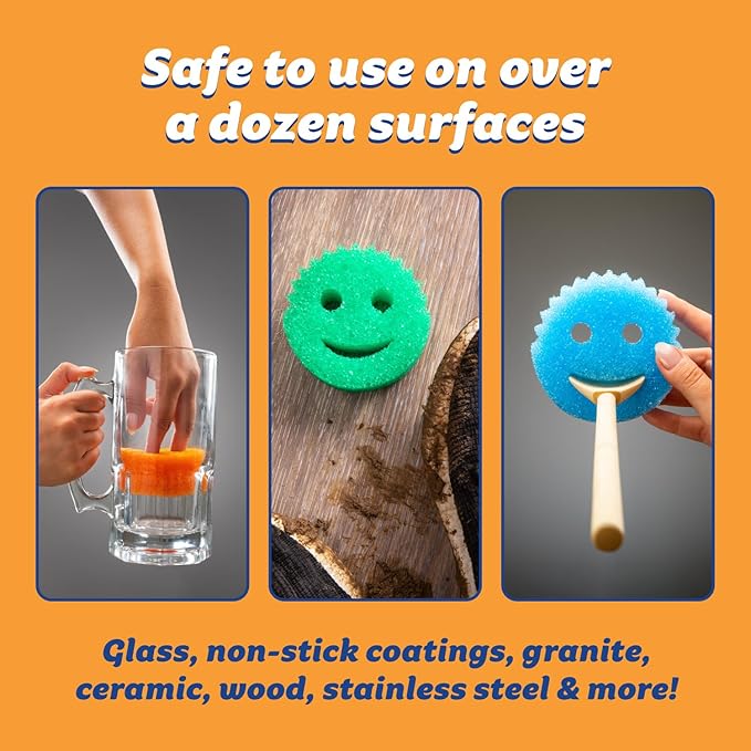 Scrub Daddy Scratch-Free Multipurpose Kitchen Sponges - Bulk Dish Sponges for Kitchen, Bathroom, Household Cleaning & More - Made with BPA-Free Polymer Foam (5 Count) (Pack of 2)