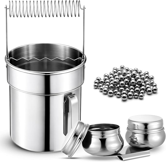 2 Pcs Paint Brush Cleaner Set Stainless Steel Double Dipper Palette Cup Paint Brush Portable Washer Holder for Oil Cleaner Kits(Straight Shape,Extra Large)
