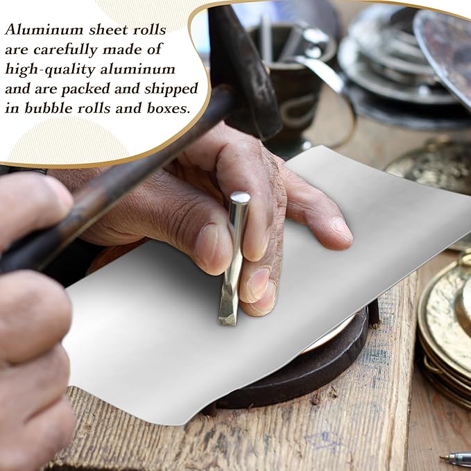 Yaocom 1 Roll Aluminum Metal Crafts DIY Foil 12 Inch x 40 ft x 0.1 mm Thick for Art Project Aluminum Flashing Roll Wide Sheet Multipurpose Metal Sheets for DIY and Crafting Projects (Silver)