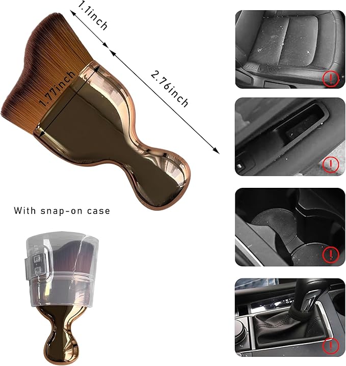 Car Interior Dust Brush, Soft Scratch Free Auto Detailing Brushes, Universal Vehicle Interior Cleaning Tool for Automotive Dashboard, Air Vents, Leather(Rose Golden)