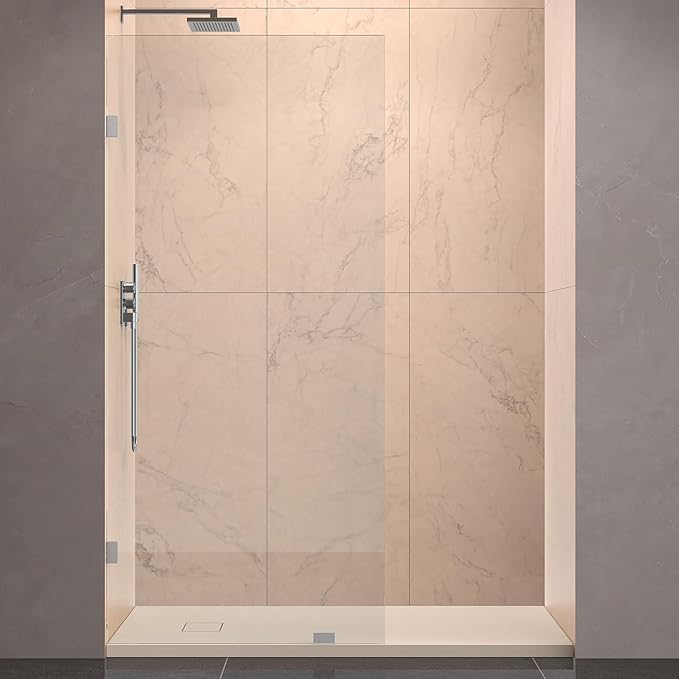 Shower Glass Panel 36" x 79" Easy-to-Clean Treated, 3/8" Tempered Glass Shower Screen, Frameless Shower Door for Walk In Bathroom, Brushed Nickel