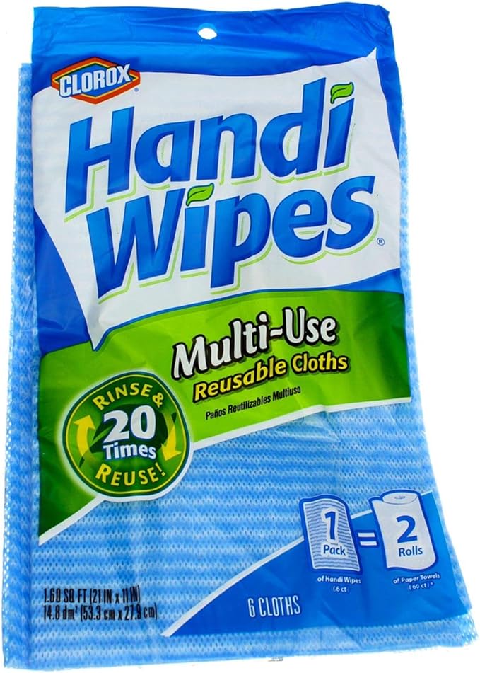 Clorox Handi Wipes Multi-Use Reusable Cleaning Cloths 21" X 11" 6 Count (Pack of 4)