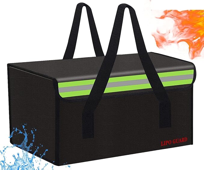 Lipo Battery Safe Bag Large Capatity Fireproof Bag for Ebike Lipo Battery Other Batteries Storage Charging Transport Home Office Travel Safe Storage Pouch