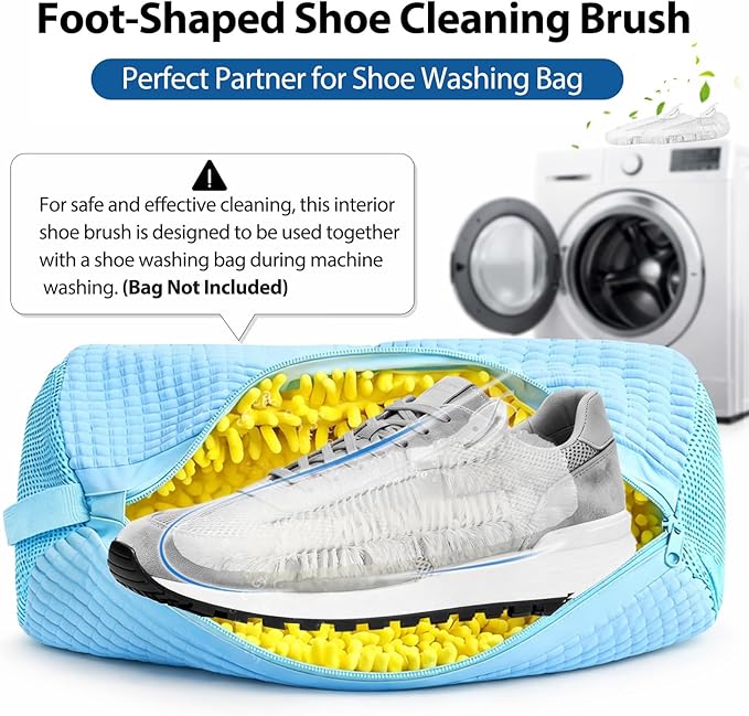 Shoe Washing Bag Cleaning Brush (2-Pack) – Interior Shoe Cleaner for Washing Machine Use, 360° Deep Clean Tool for Sneakers & Tennis Shoes