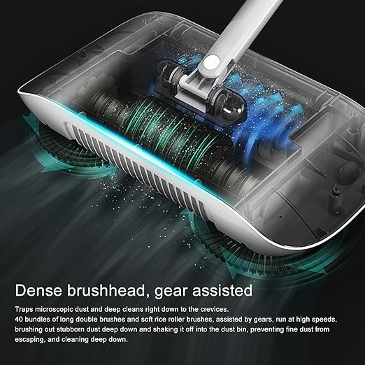 Carpet Floor Sweeper Manual with Horsehair,Hanging Manual Vacuum Carpet Brush Home Tool for Sweeping Mopping (Blue)