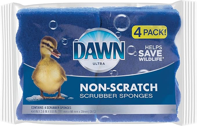 Dawn Non-Scratch Kitchen Dish Sponges, Blue (Pack of 4)