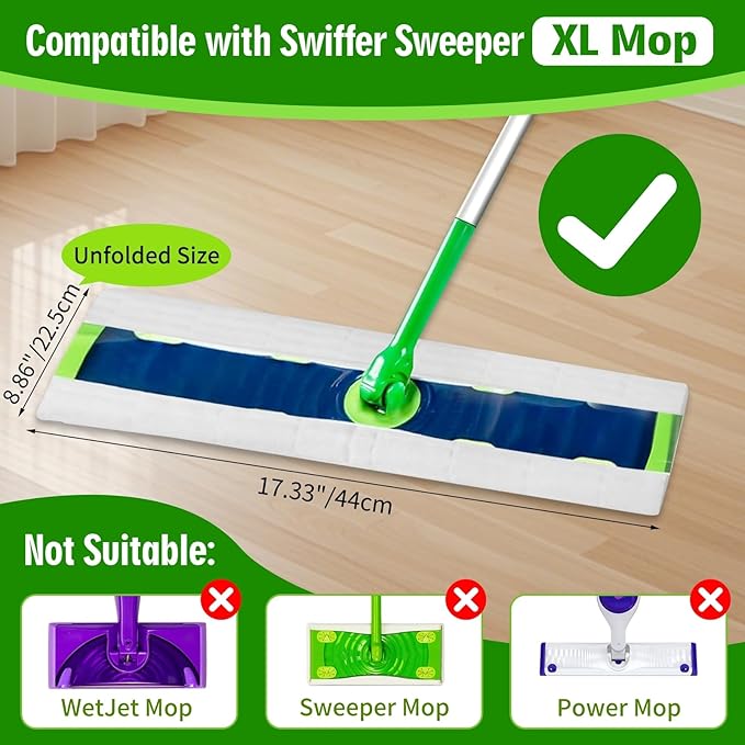 XL Dry Sweeping Cloths Compatible with Swiffer Sweeper XL Mop, Disposable Sweeping Dry Pads Refill, Dry Floor Cloths to Clean Dust, Dirt, Pet Hair, 40 Count