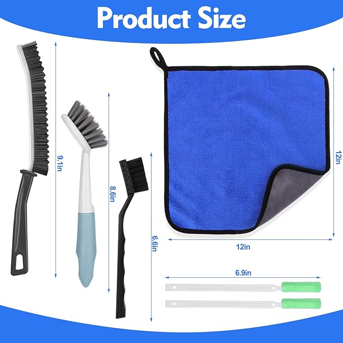 XANGNIER 6 Pcs Waffle Makers Clean Brush Kit for Belgian/Classic/Flip/Mini and All Iron Models - Non-Scratch Grid Brush emove Sticky Batter/Burnt Residue - Deep Clean Tool for Waffle Makers