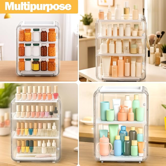 XANGNIER Baby Bottle Organizer,Clear Baby Bottle Storage Organizer for Countertop and Cabinet,with Drying Rack and Hook,Space-Saving,Multifunctional Station Organizers Accessories