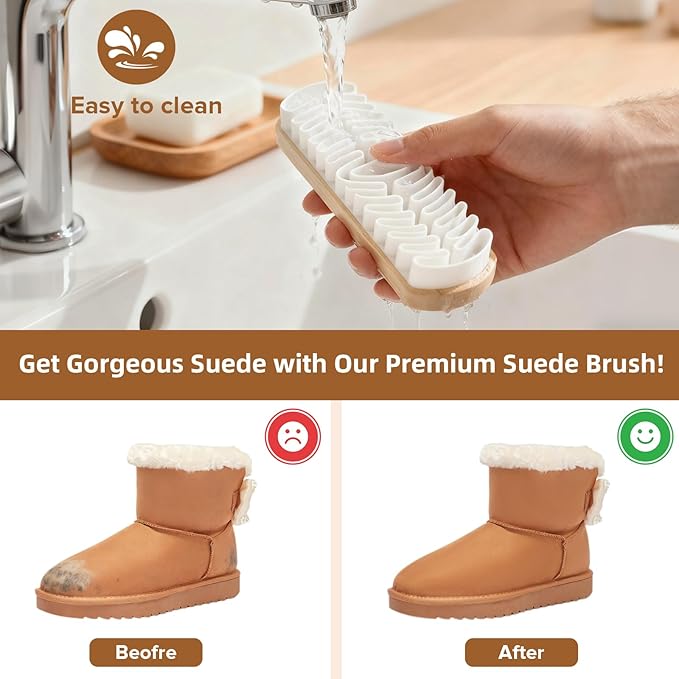 Suede Cleaner Brush 4 Pack, Gentle Daily Care Brush for Suede & Nubuck Shoes, Boots, Bags, Portable Cleaner Kit for Refreshing Nap and Lifting Surface Dirt