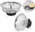 Kitchen Sink Strainer with Handle and Stopper Replacement Kitchen Sink Drain Basket/Stopper/Plug 3.3 Inch Stainless Steel Kitchen Sink Drain Strainer Mesh Sifter Filter(‎Silver)