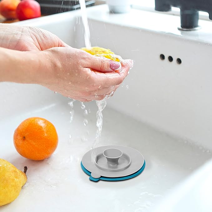 OGGI Silicone Sink Strainer & Stopper Set- Great Kitchen Sink Strainer, Silicone Drain Stopper, Sink Drain Strainer, Sink Plug 4.6˝ Diameter Rim, Turquoise (Pack of 2)