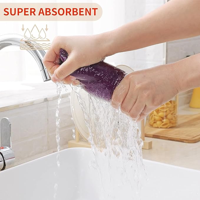 Kitinjoy 100% Cotton Waffle Weave Kitchen Hand Towels (13 X 28 Inches, Violet), 6-Pack Super Soft and Absorbent Dish Towel for Drying Dishes