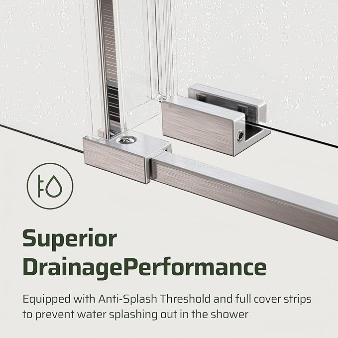 56-60" W x 60" H Bathroom Frameless Tub Sliding Shower Door, Soft-Close Bathtub Single Sliding Shower Doors with 5/16" (8mm) Clear SGCC Tempered Glass, Reversible Installation, Brushed Nickel