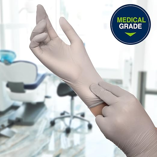HALYARD Sterling SG Nitrile Powder-Free Exam Gloves, 3.7 mil, 9.5 Inches, Gray, X-Small, 41657 (Case of 2500)