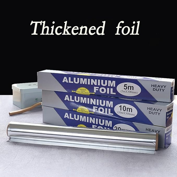 5-Pack Heavy Duty Grilling Aluminum Foil ， Baking Foil Paper, Sheets for Food Tinfoil Roll,High-Temperature Resistant for Home Cooking,Hair Foils(Extra heavy-30CM*5M*20um)