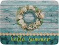 Hello Summer Dish Drying Mat for Kitchen Counter,Sea Shell Starfish Coastal Wreath Drying Mat 18 x 24 Inch with Absorbent Reversible Microfiber Drying Pad for Coffee Bar