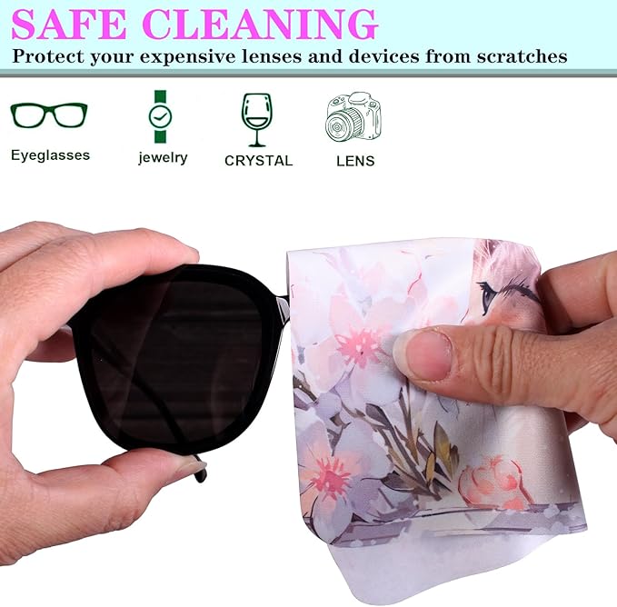 6 Pack Premium Microfiber Cleaning Cloths for Lens,Cameras Lenses,Eyeglasses,Jewelry,Crystal,Screens and More(7.08X5.9in)