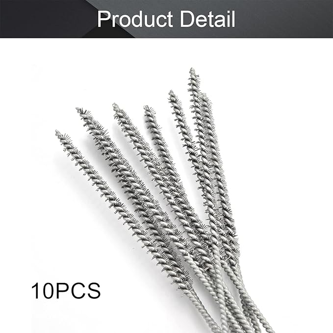 Utoolmart Steel Wire Tube Brush 12" x 1/4" Spiral Long Handle Cleaning Brush for Tube Bottle Pipe Welding Slag Rust Remove Cleaning Tool,10pcs