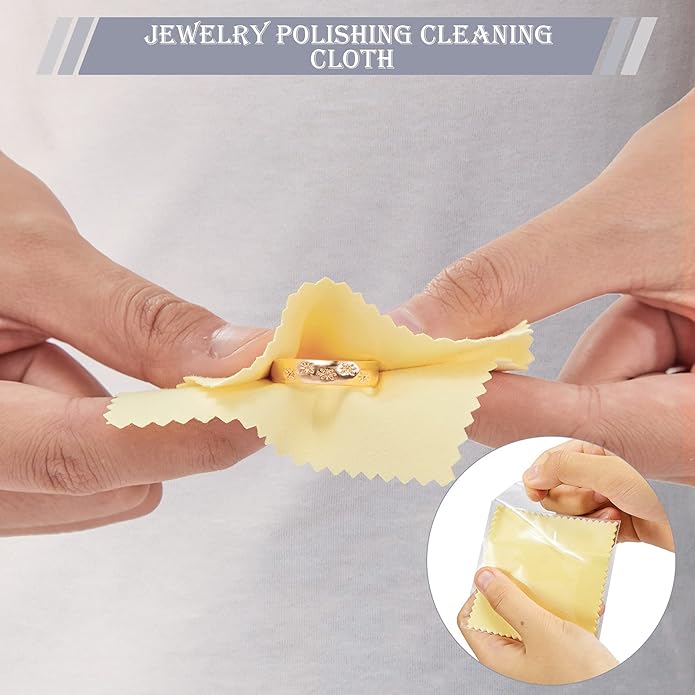 Moukeren 150 Pcs Soft Polish Cloth Individually Packed Jewelry Cleaner for Silver, Gold, Glasses, Watch