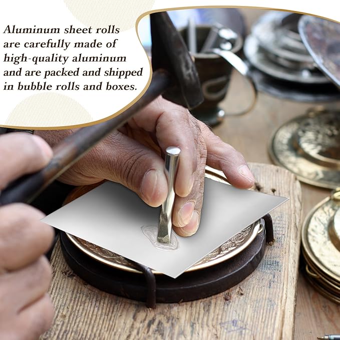 Yaocom 150 Packs Aluminum Metal Crafts DIY Foil 4 Inch x 4 Inch x 0.07 mm Thick for Art Project Aluminum Flashing Roll Wide Sheet Multipurpose Metal Sheets(Silver)