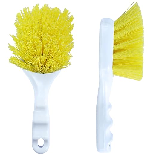 Cleaning Brush,Scrub Brush,Pot Brush,Utility Brush with Polypropylene Handle for Cleaning of Kitchen, Food Factory, Beverage Factory, Slaughterhouse,2PCS,Yellow