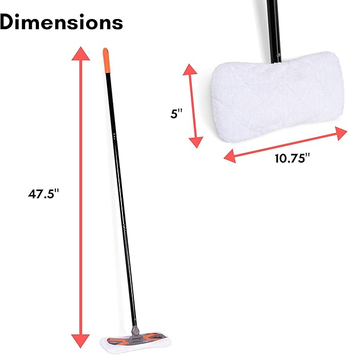 Dust Cleaning Sweeper Mopping - Orange and Grey Durable Mop Set - Lightweight - Great for Kitchen, Home, Garage and Office - Hardwood Tile Laminate Floor Cleaner - Removable Slipper
