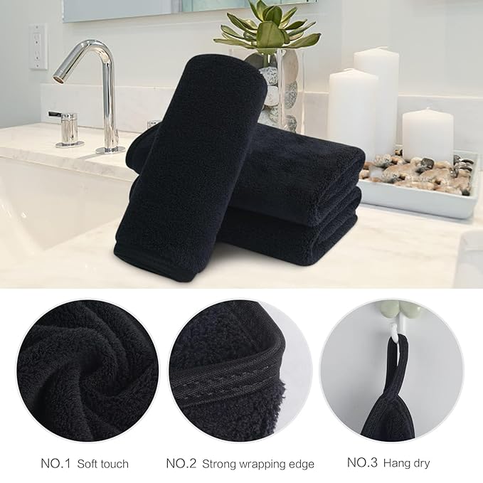 SINLAND Absorbent Coral Velvet Washcloth Ultra Soft Microfiber Face Towels 12 x 12 inch Multi-Purpose Face Cloths for Household and Sport