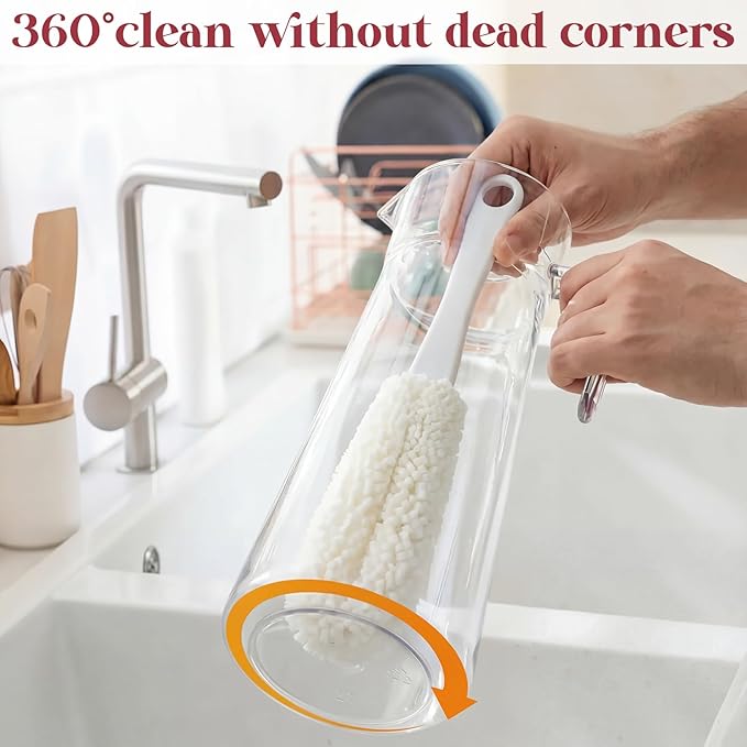 3 Pcs Wine Glass Cleaner Set Large Microfiber Polishing Cloths Wine Glass Cleaning Brush Lint-Free Drying Towels for Stemware Glassware Bar Restaurant Kitchen Supplies(White)