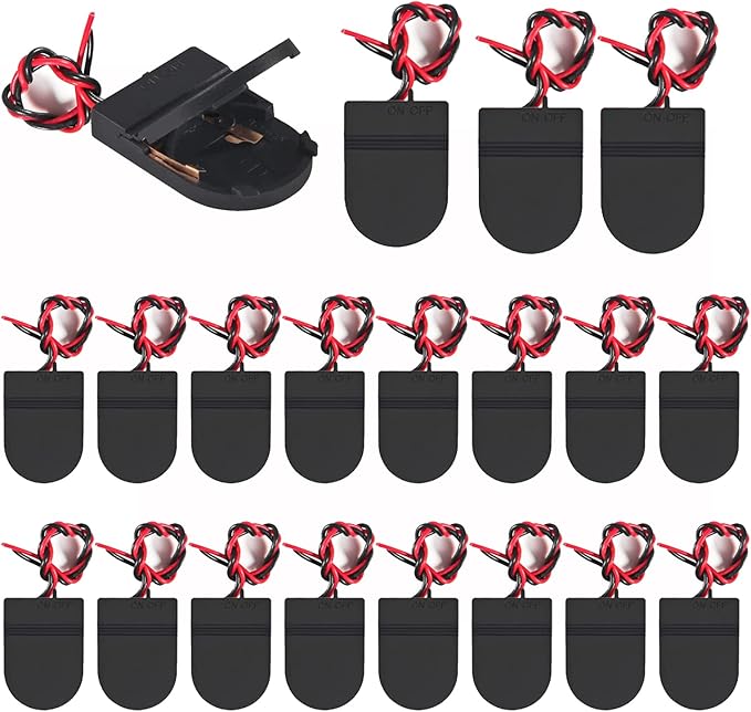 20pcs CR2032 Battery Holder Coin Cell Battery Holders 1x CR2032 Battery Holder Battery Storage Boxes Cover with On ON-Off Switch Socket Container (20pcs)