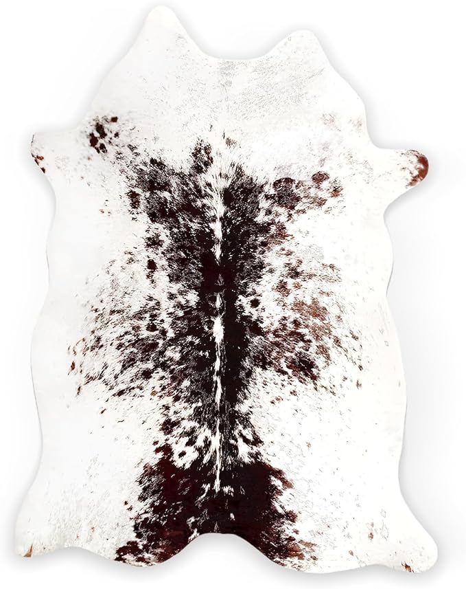 MACEVIA Faux Cowhide Gold Print Rug Cute Cow Print Rug Area Rug Nice Western Decor for Living Room Bedroom Non-Slip 93.6" L x 71.8" W(7.8ft x 5.9ft)