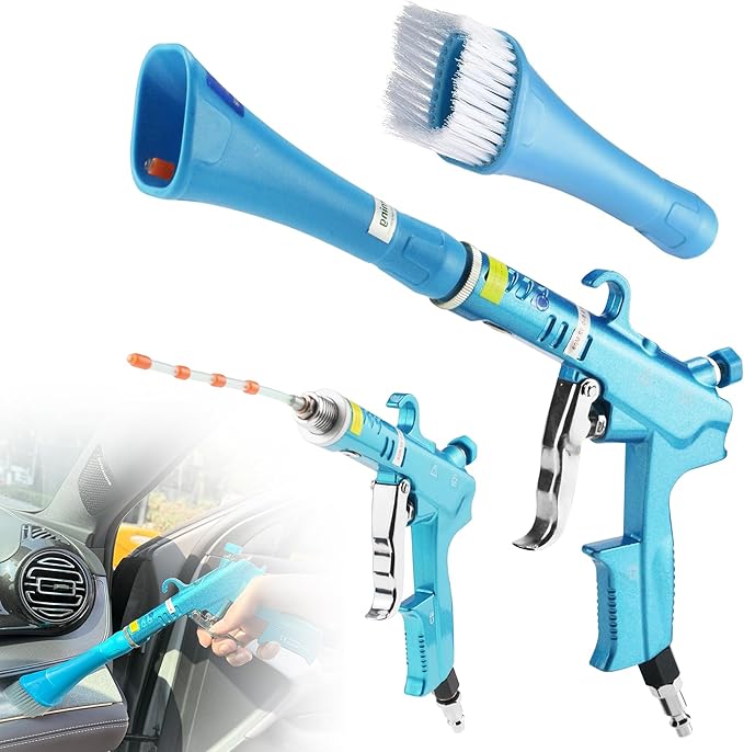Tornado Dry Car Cleaning Gun Detailing Interior Dryer Air Blow Gun for Car Detailing Air Gun Car Dust Cleaner Air Compressor Blower Gun with Nozzle and Auto Detailing Dusting Brush