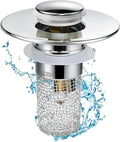 Universal Bathroom Sink Stopper & Hair Catcher, Stainless Steel Drain Filter Strainer, Anti-Clog Pop Up Drain Stopper for US Standard Bathroom Sinks (1PCS)