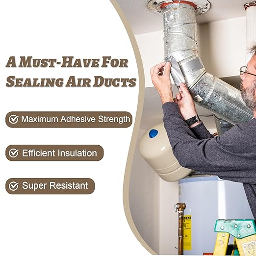 Aluminum Foil Tape 2 Inch x 99Ft (3.9 Mil) Heavy Duty Waterproof High Temperature Sealing and Patching for Ductwork Furnace HVAC Indoor Outdoor Repairs