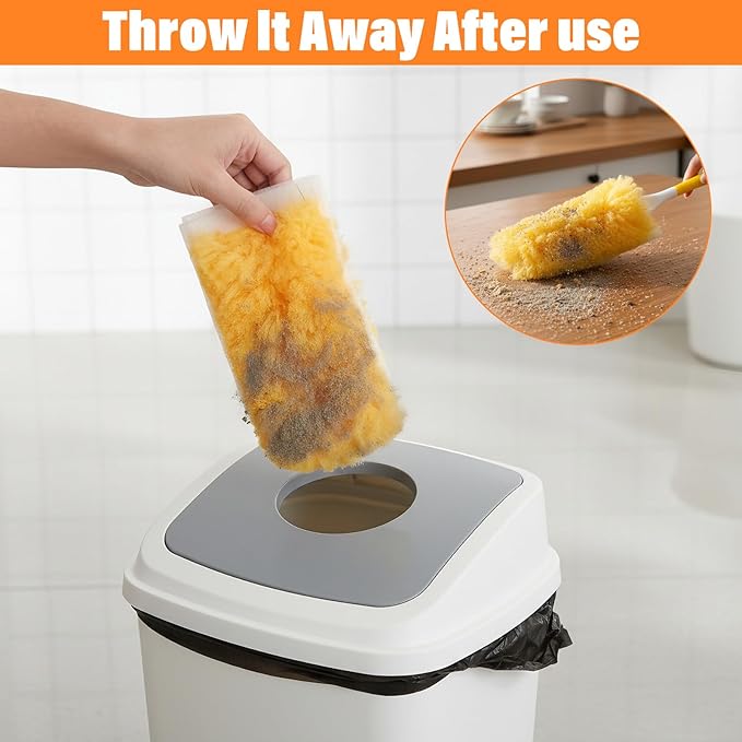 360° Duster Refills Compatible with Swifer Dusters, 60 Count + 2 Size Handle, Disposable Duster Refills for Cleaning Home, Office, Corners, Blinds, Furniture, Cars and More