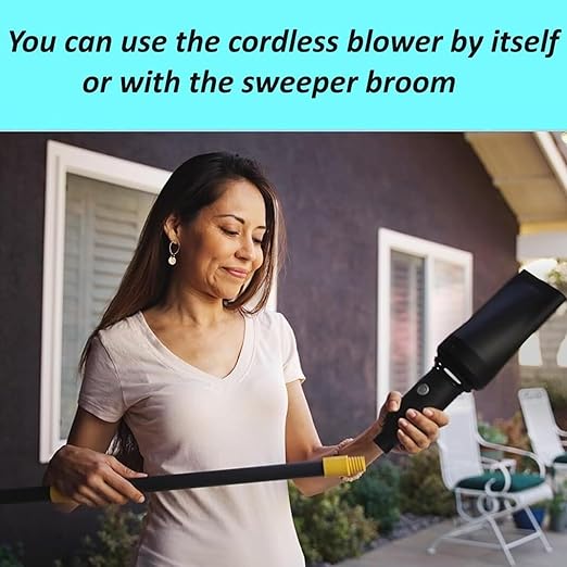 Outdoor Broom with Built-in Lightweight Rechargeable Cordless Mini Leaf Blower | Small Leaf Blower & Air Stick Blower Broom for Patio, Deck, Balcony, RV
