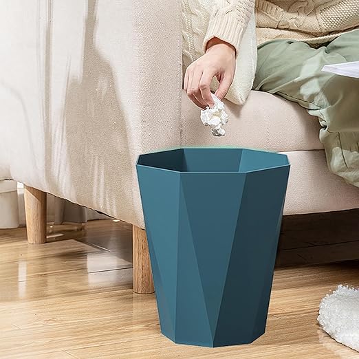 Bathroom Trash Can 1.8 Gallon Small Garbage Can Waste Basket for Bedroom Office Dorm, 2 Pack Blue Black