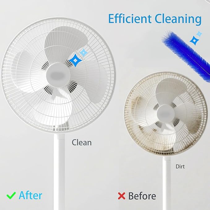 2Pcs Bendable Fan Cleaning Brush,Cobweb Duster with Microfiber Heads, Reusable Fan-Cleaner Brushes Ideal for Air Conditioning Shutters,Fans,Curtains (Blue)