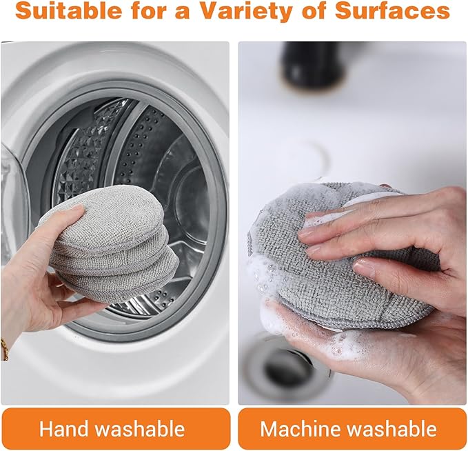 6Pcs Microfiber Applicator Pads for Cutting Board Oil, Reusable Wax Applicator Microfiber & Sponge Pads for Scratch-Free Cutting Board Maintenance & Versatile Home Polishing (5 Inch, Grey)