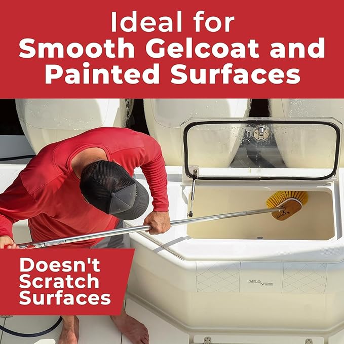 Shurhold Classic 6" Soft Bristle Boat Deck Brush, Safe for Use on Gelcoat, Fiberglass and Painted Surfaces, Attachable to Any Handle